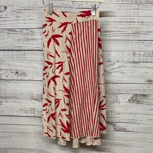Joanna Misseli Custom Red Cream Patterned Women's Skirt Small